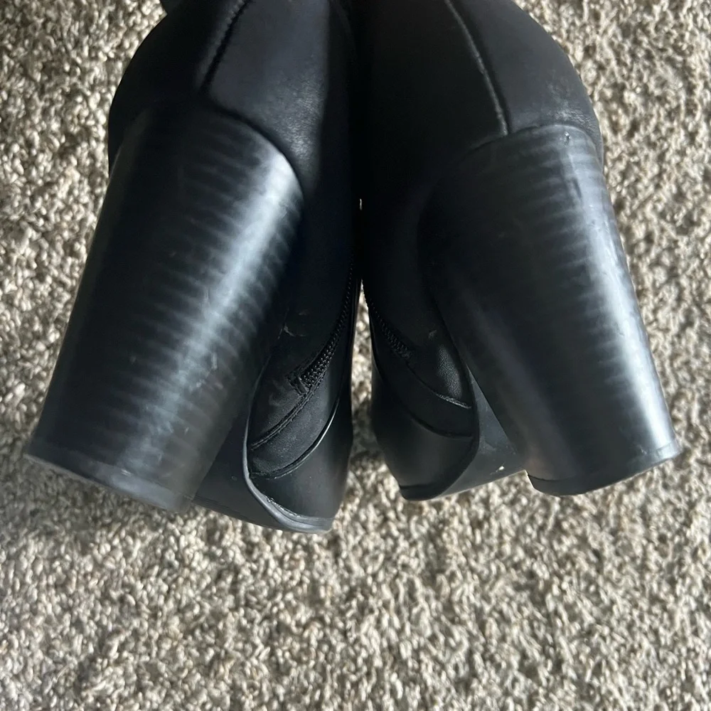 Tall Black Chunky Heel Women's Boots - Picture 5 of 9